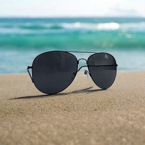 AVIATOR Sunglasses Black Metallic Frame Black Smoke Lens Polarized Sunglasses